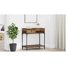 vidaXL Konzolasztal fiókkal Régi fa 75 x 34,5 x 75 cm Faanyag