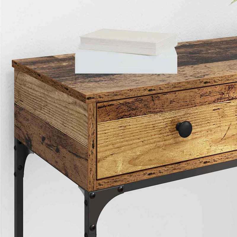 vidaXL Konzolasztal fiókkal Régi fa 75 x 34.5 x 75 cm Faanyag