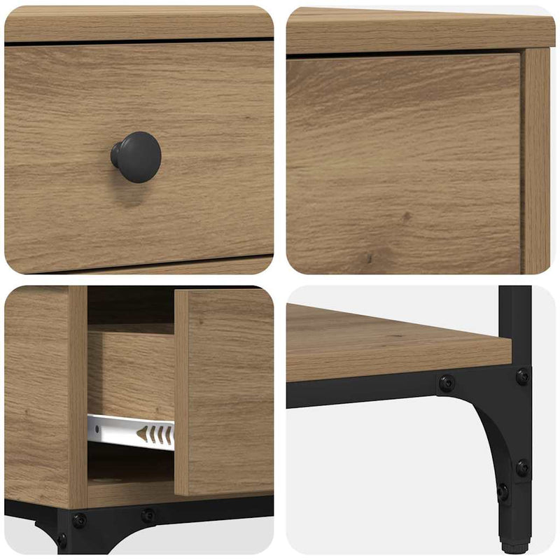 vidaXL Konzolasztal fiókkal kézműves tölgy 75 x 34.5 x 75 cm Faanyag