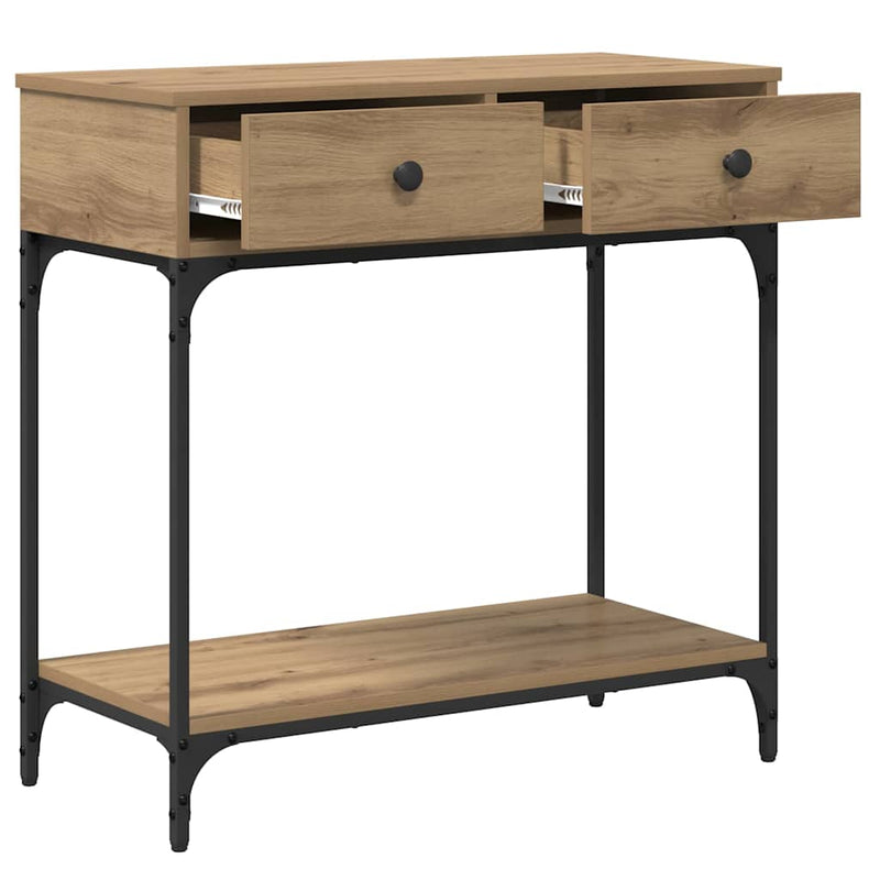 vidaXL Konzolasztal fiókkal kézműves tölgy 75 x 34.5 x 75 cm Faanyag