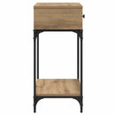 vidaXL Konzolasztal fiókkal kézműves tölgy 75 x 34,5 x 75 cm Faanyag