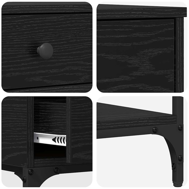 vidaXL Konzolasztal fiókkal Musta tammi 75 x 34.5 x 75 cm Faanyag