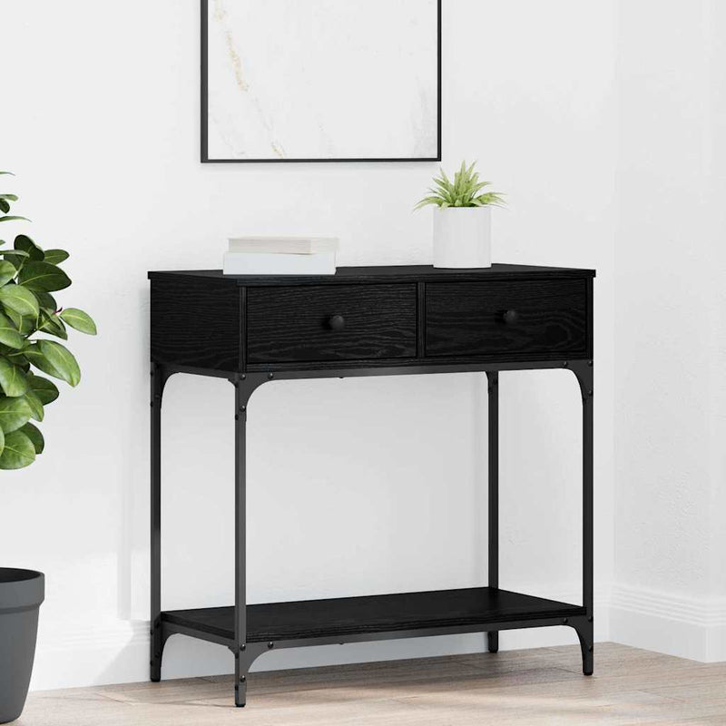 vidaXL Konzolasztal fiókkal Musta tammi 75 x 34.5 x 75 cm Faanyag