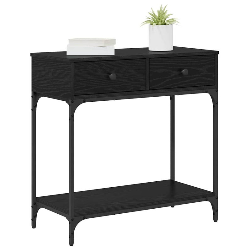 vidaXL Konzolasztal fiókkal Musta tammi 75 x 34.5 x 75 cm Faanyag
