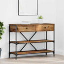 vidaXL Konzolasztal fiókkal polcokkal Barna 100 x 34,5 x 75 cm faszínű