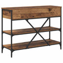 vidaXL Konzolasztal fiókkal polcokkal Barna 100 x 34,5 x 75 cm faszínű