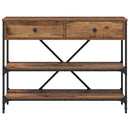 vidaXL Konzolasztal fiókkal polcokkal Barna 100 x 34,5 x 75 cm faszínű