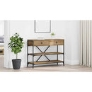 vidaXL Konzolasztal fiókkal polcokkal Barna 100 x 34,5 x 75 cm faszínű