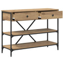 vidaXL Konzolasztal fiókkal polcokkal Barna 100 x 34,5 x 75 cm faszínű