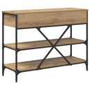 vidaXL Konzolasztal fiókkal polcokkal Barna 100 x 34,5 x 75 cm faszínű