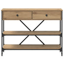 vidaXL Konzolasztal fiókkal polcokkal Barna 100 x 34,5 x 75 cm faszínű