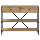 vidaXL Konzolasztal fiókkal polcokkal Barna 100 x 34,5 x 75 cm faszínű