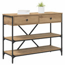 vidaXL Konzolasztal fiókkal polcokkal Barna 100 x 34,5 x 75 cm faszínű