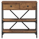 vidaXL Konzolasztal fiókkal polcokkal Barna 75 x 34,5 x 75 cm faszínű