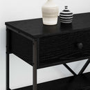 vidaXL Konzolasztal fiókkal Fekete tölgy 75 x 34,5 x 75 cm faszínű