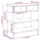 vidaXL Konzolasztal fiókkal Fekete tölgy 75 x 34,5 x 75 cm faszínű