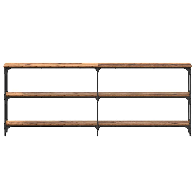 vidaXL Konzolasztal Öreg fa 200 x 29 x 75 cm Műgyantás fa és fém