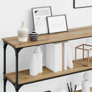 vidaXL Konzolasztal kézműves tölgy 200 x 29 x 75 cm Mérnöki fa és fém