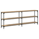 vidaXL Konzolasztal kézműves tölgy 200 x 29 x 75 cm Mérnöki fa és fém