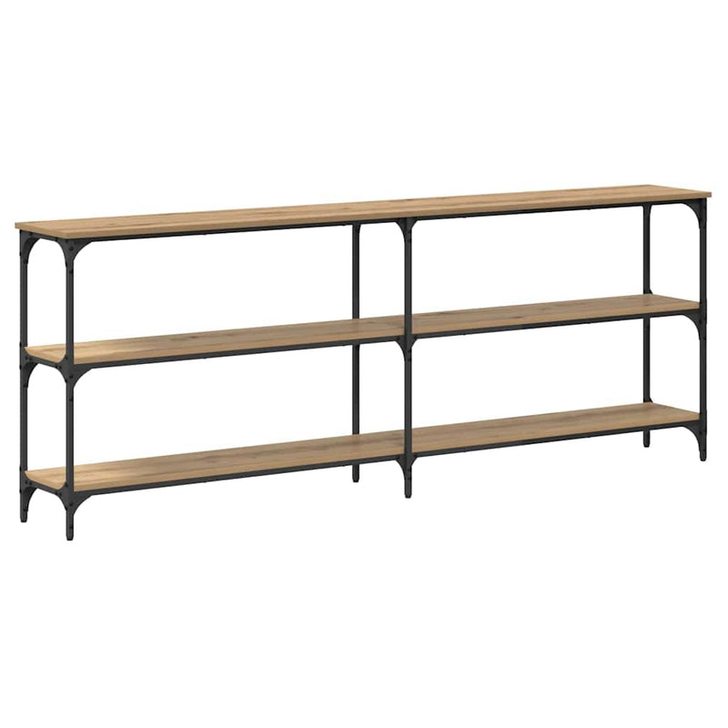 vidaXL Konzolasztal kézműves tölgy 200 x 29 x 75 cm Mérnöki fa és fém