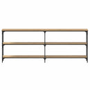 vidaXL Konzolasztal kézműves tölgy 200 x 29 x 75 cm Mérnöki fa és fém