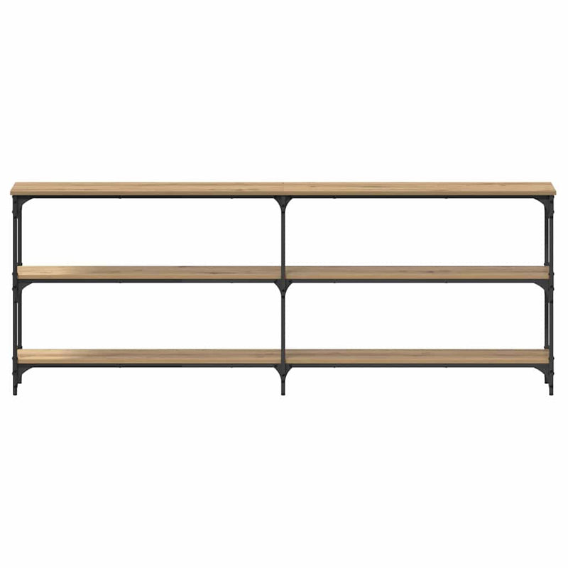 vidaXL Konzolasztal kézműves tölgy 200 x 29 x 75 cm Mérnöki fa és fém