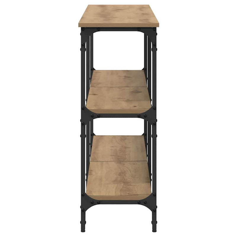 vidaXL Konzolasztal kézműves tölgy 200 x 29 x 75 cm Mérnöki fa és fém