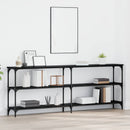 vidaXL Konzolasztal Musta tammi 200 x 29 x 75 cm Mérnöki fa és fém