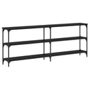 vidaXL Konzolasztal Musta tammi 200 x 29 x 75 cm Mérnöki fa és fém