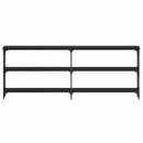 vidaXL Konzolasztal Musta tammi 200 x 29 x 75 cm Mérnöki fa és fém