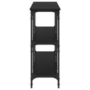 vidaXL Konzolasztal Musta tammi 200 x 29 x 75 cm Mérnöki fa és fém