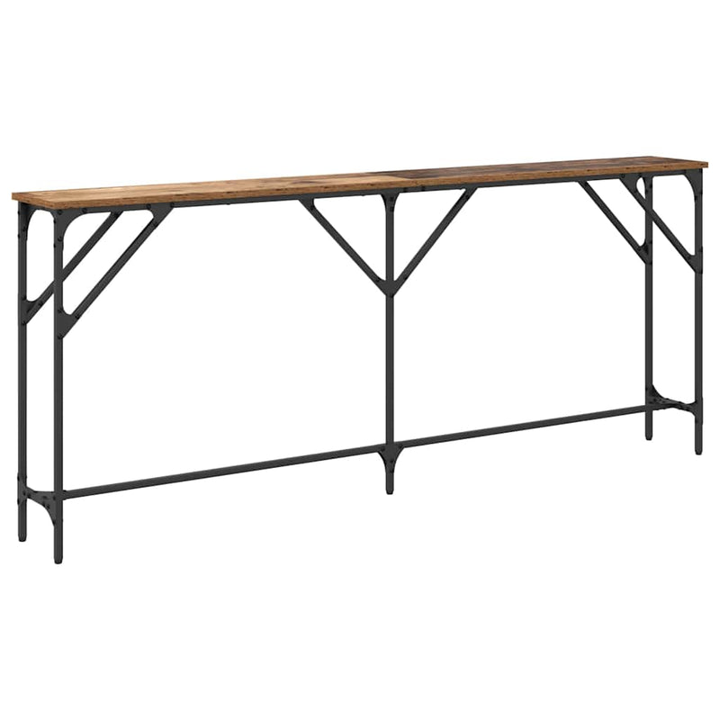vidaXL Konzol Asztal Öreg fa 180 x 23 x 75 cm Műgyantás fa és fém