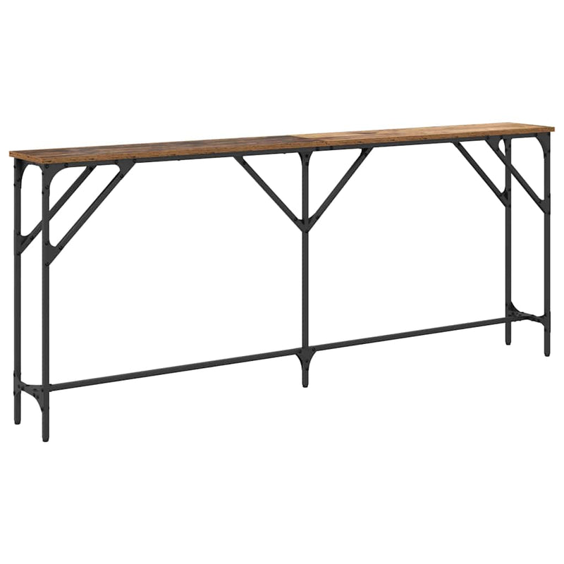 vidaXL Konzol Asztal Öreg fa 180 x 23 x 75 cm Műgyantás fa és fém