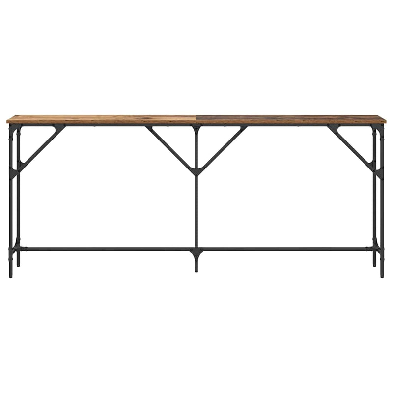 vidaXL Konzol Asztal Öreg fa 180 x 23 x 75 cm Műgyantás fa és fém