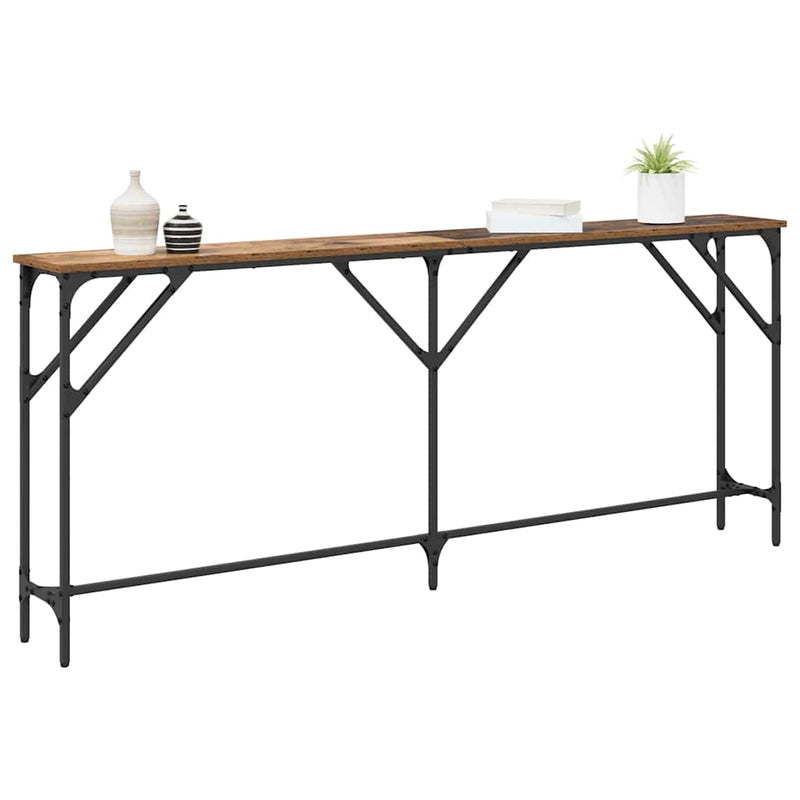 vidaXL Konzol Asztal Öreg fa 180 x 23 x 75 cm Műgyantás fa és fém