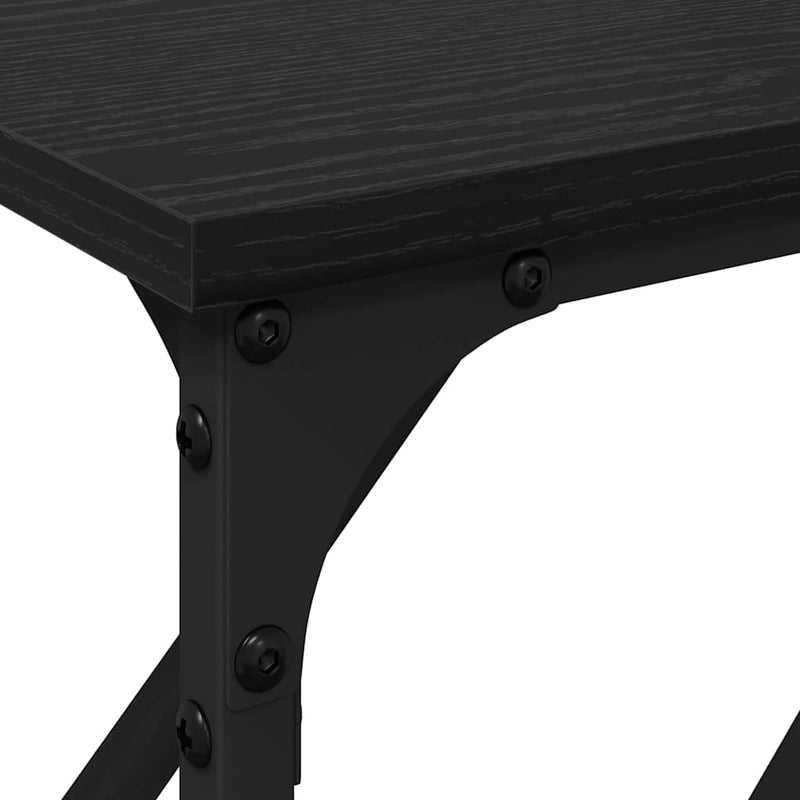 vidaXL Konzol Asztal Musta tammi 180 x 23 x 75 cm Műgyantás fa és fém