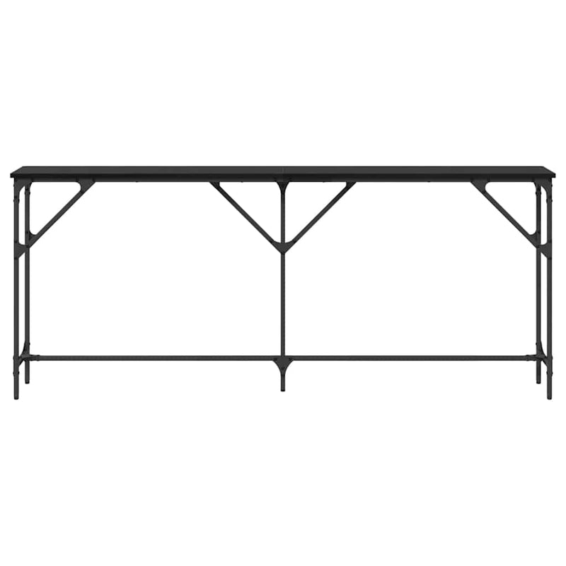 vidaXL Konzolasztal Musta tammi 180 x 23 x 75 cm Műgyantás fa és fém