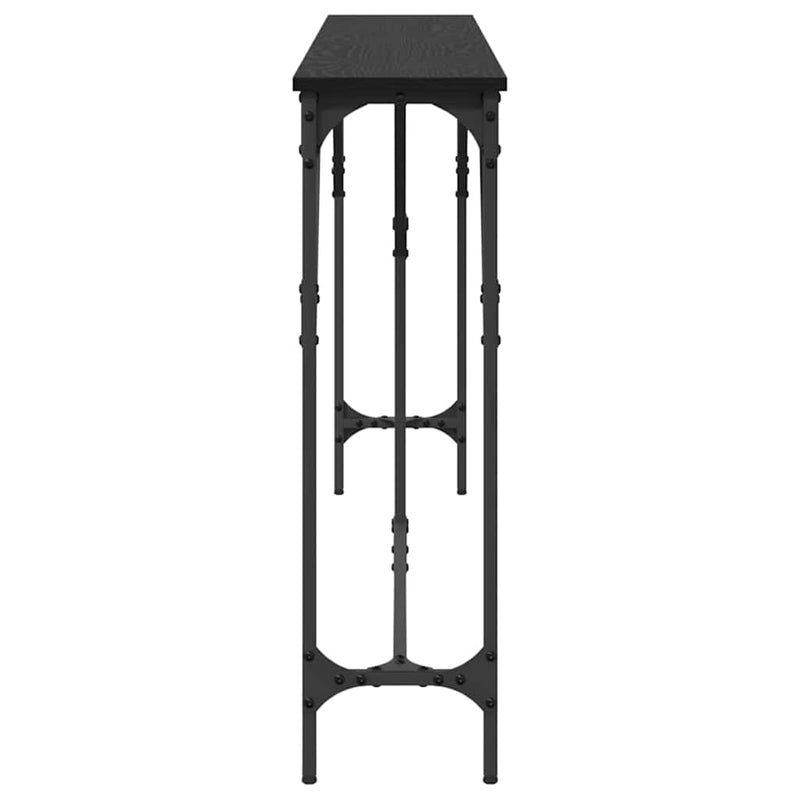 vidaXL Konzol Asztal Musta tammi 180 x 23 x 75 cm Műgyantás fa és fém