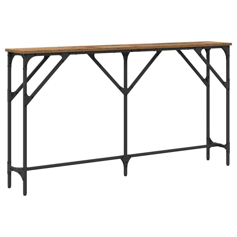vidaXL Konzol Asztal Öreg fa 140 x 23 x 75 cm Műgyantás fa és fém