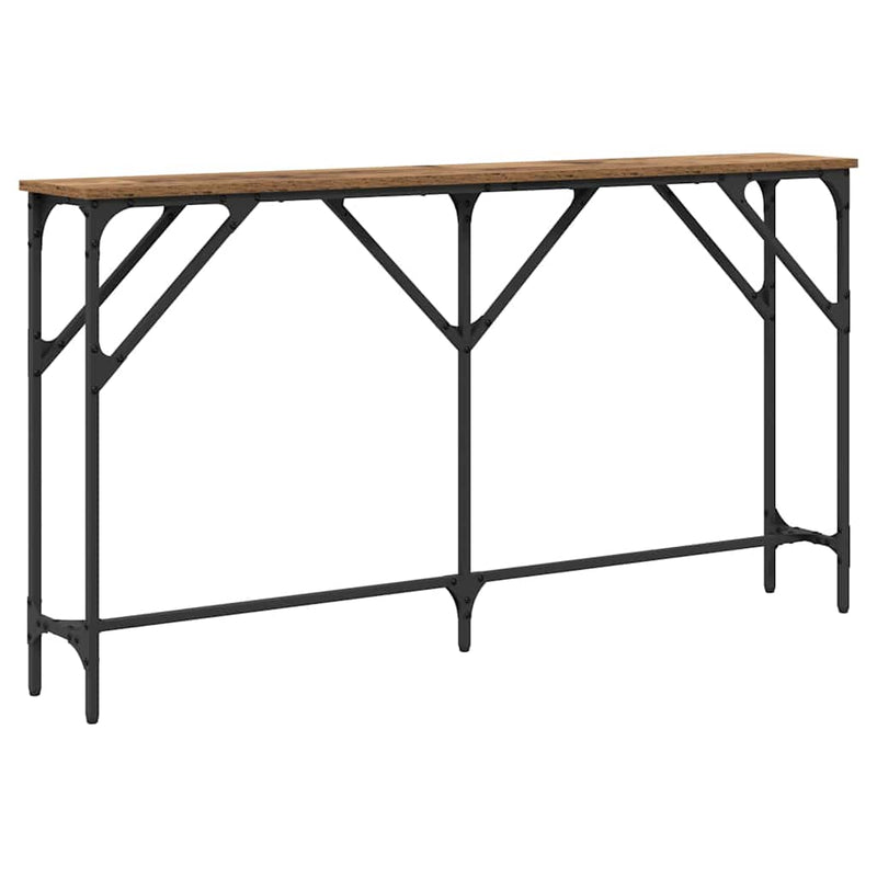 vidaXL Konzol Asztal Öreg fa 140 x 23 x 75 cm Műgyantás fa és fém