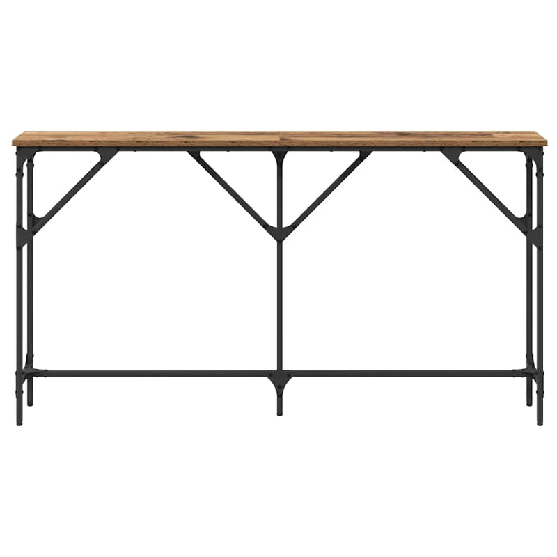 vidaXL Konzol Asztal Öreg fa 140 x 23 x 75 cm Műgyantás fa és fém