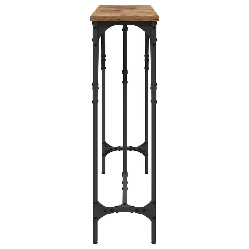 vidaXL Konzol Asztal Öreg fa 140 x 23 x 75 cm Műgyantás fa és fém