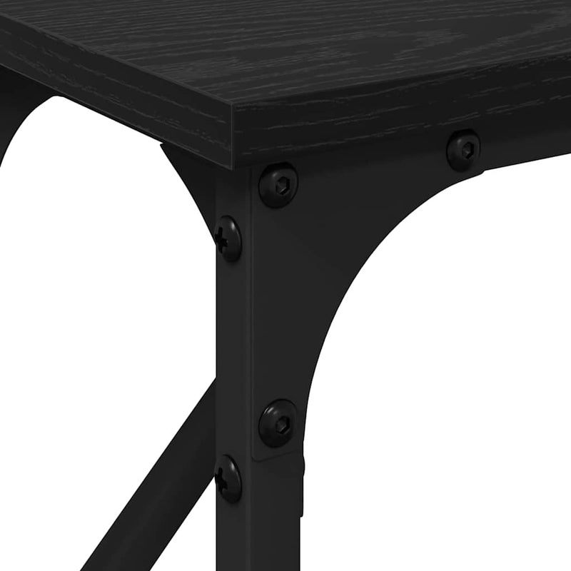 vidaXL Konzol Asztal Musta tammi 140 x 23 x 75 cm Műgyantás fa és fém