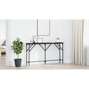 vidaXL Konzolasztal Musta tammi 140 x 23 x 75 cm Műgyantás fa és fém