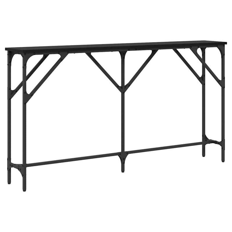 vidaXL Konzol Asztal Musta tammi 140 x 23 x 75 cm Műgyantás fa és fém