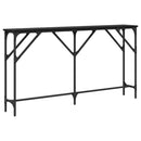 vidaXL Konzolasztal Musta tammi 140 x 23 x 75 cm Műgyantás fa és fém