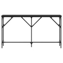vidaXL Konzolasztal Musta tammi 140 x 23 x 75 cm Műgyantás fa és fém