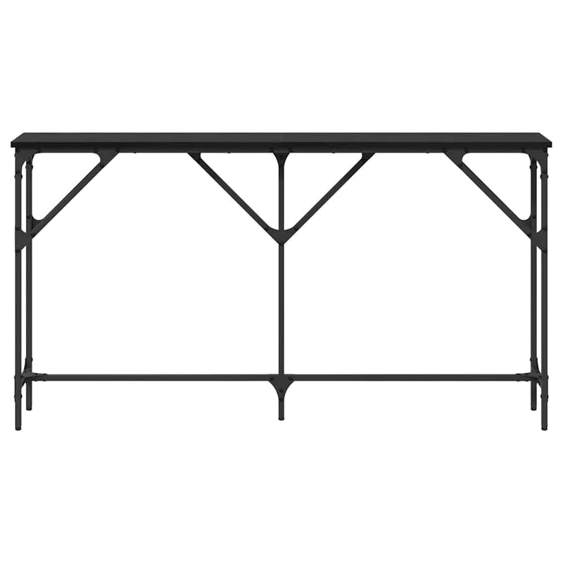 vidaXL Konzolasztal Musta tammi 140 x 23 x 75 cm Műgyantás fa és fém
