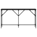 vidaXL Konzolasztal Musta tammi 140 x 23 x 75 cm Műgyantás fa és fém