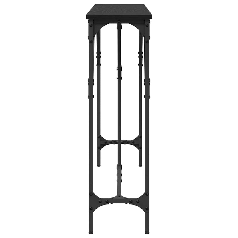 vidaXL Konzolasztal Musta tammi 140 x 23 x 75 cm Műgyantás fa és fém